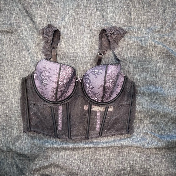 Victorias Secret crop Corset size L grey and lilac - Picture 1 of 5